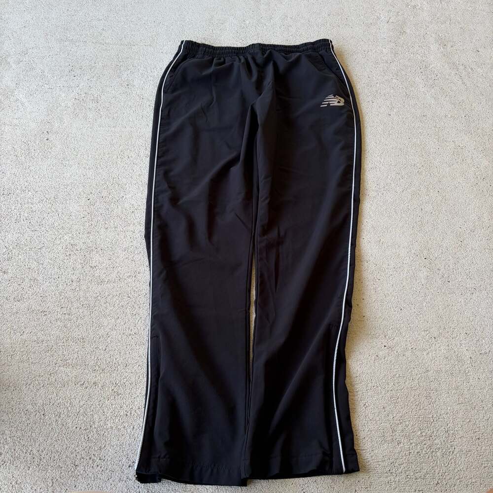 New Balance Men's Black Track Pants with White Piping Size XL